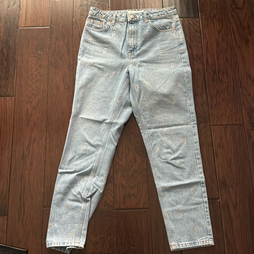 Topshop Women’s Lightning Bolt Mom Jeans